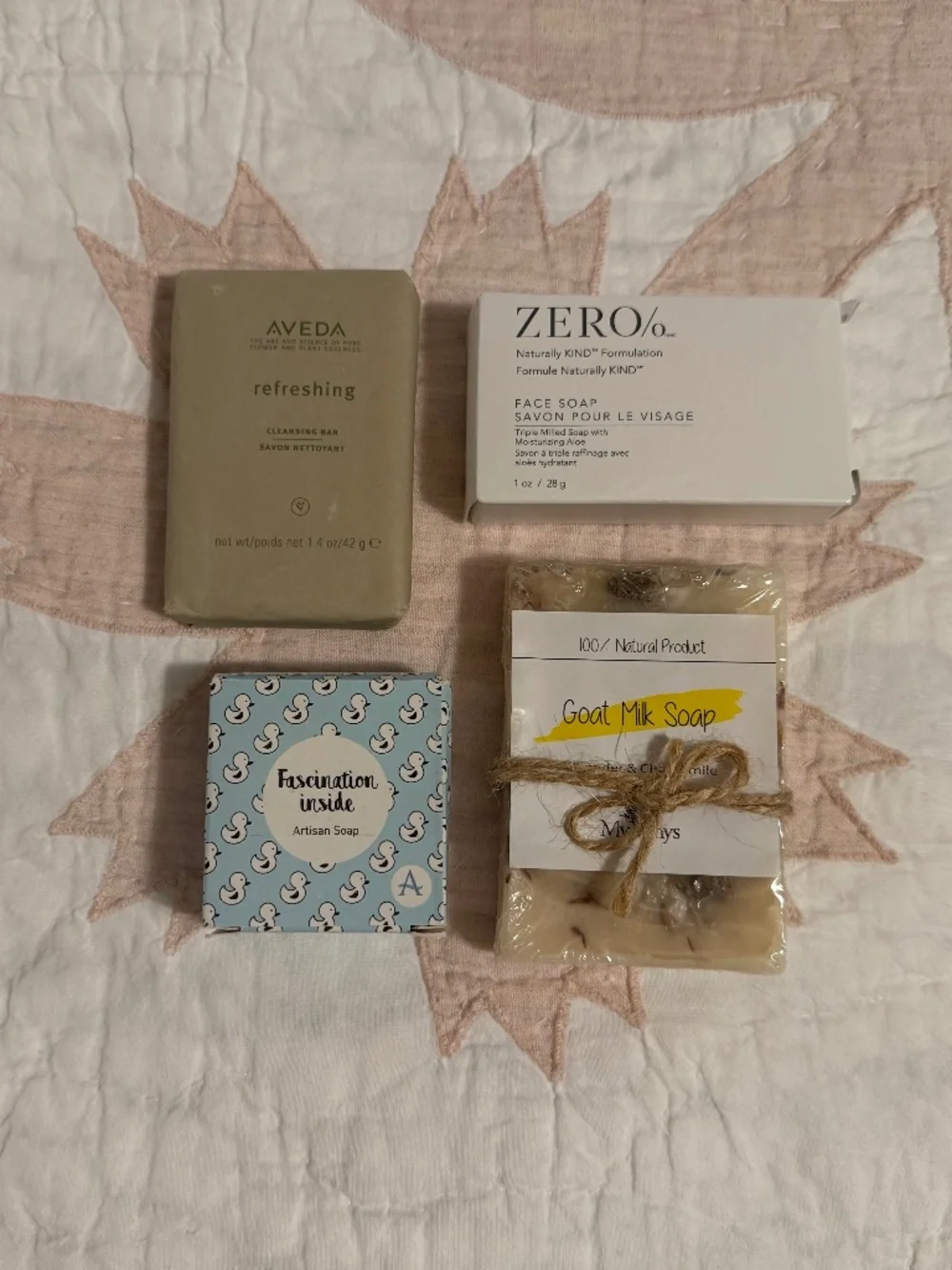 Set of 4 Natural Soap Bar Bundle - Aveda, Goat Milk & Artisan